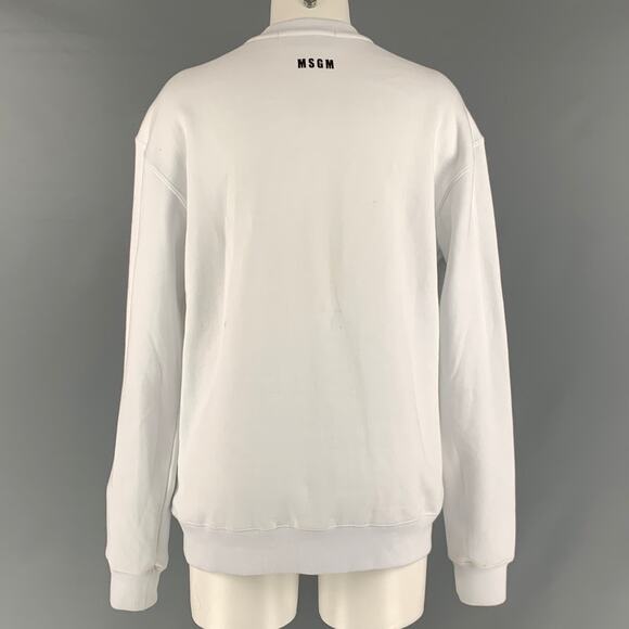 MSGM Size XS White Cotton Rhinestones Crew-Neck Pullover - Picture 4 of 6